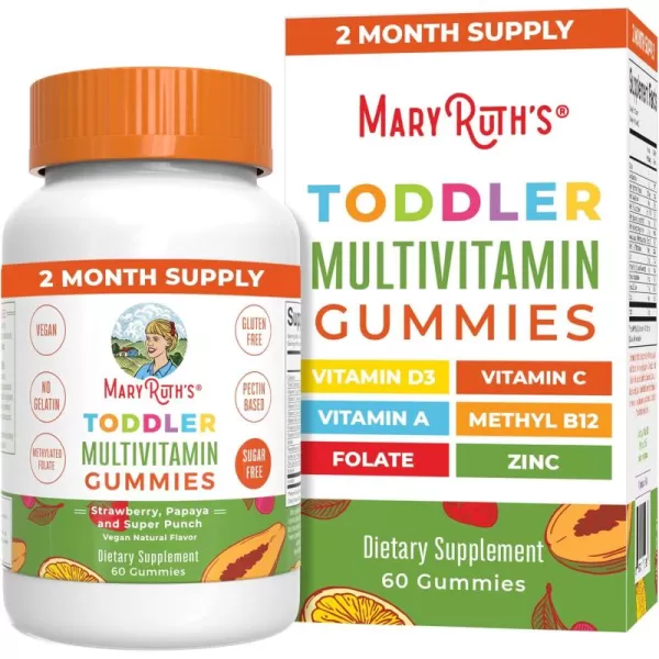 MaryRuths Sugar Free Vitamin Gummies for Kids Age 2  2 Month Supply Multivitamin with Vitamin C D3 Zinc  1 Gummy Per Day  Toddler Vitamins  Sugar Free  Vegan  Non GMO  60 Count