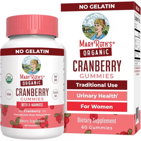 Organic Cranberry Gummies by MaryRuths  Cranberry Supplement  Urinary Tract Health for Women  with D Mannose  500mg Cranberry  Traditional Use  USDA Organic  Vegan  Non GMO  30 Servings