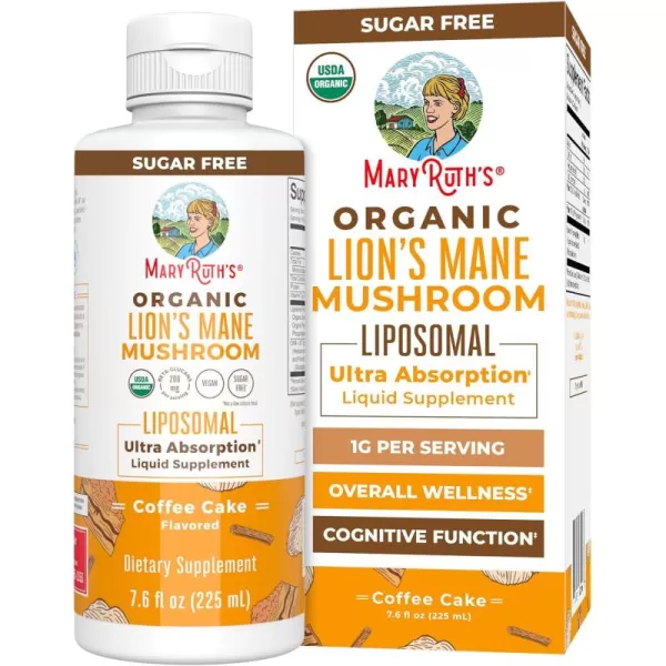 Organic Lions Mane Supplement by MaryRuths  Ultra Absorption Liposomal  Full Spectrum Lions Mane Mushroom  200mg BetaGlucans Per Serving  USDA Organic  Vegan  76 oz  15 Servings