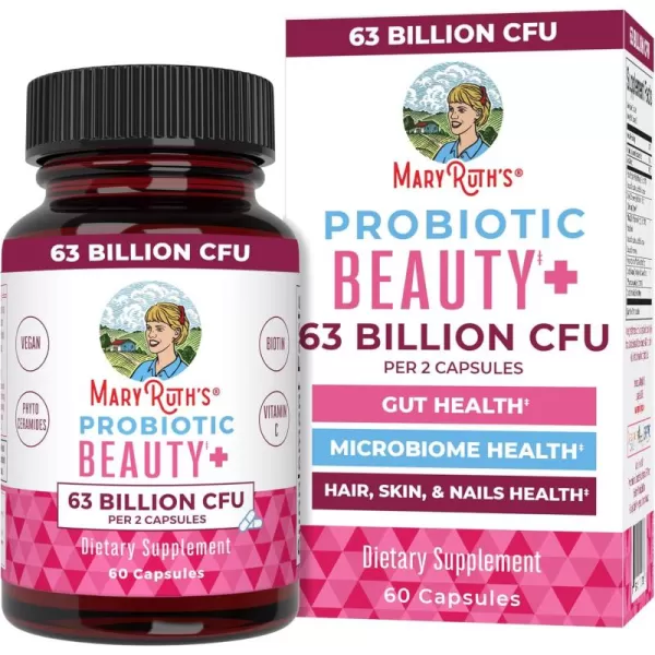 Probiotic Beauty Capsules by MaryRuths  Collagen Boost  1 Month Supply  Vegan Collagen ampamp Probiotic Capsules for Hair Skin and Nails  with Biotin for Adults  NonGMO  Gluten Free  60 CountUnflavored