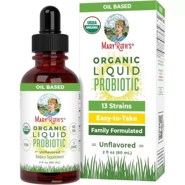 USDA Organic Liquid Probiotic by MaryRuths  Digestive Health  Gut Health  Probiotics for Women  Probiotics for Men  Probiotics for Kids  Acidophilus Probiotic  Vegan  NonGMO  40 ServingsUnflavored