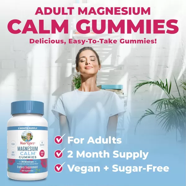 Calm Magnesium Citrate Gummies by MaryRuths  2 Month Supply  Sugar Free  Magnesium Supplement  Magnesium Supplement for Adults ampamp Kids 4  Stress Relief  Bone Health  Vegan  60 Count