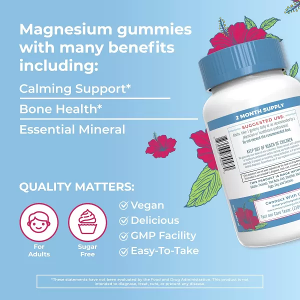 Calm Magnesium Citrate Gummies by MaryRuths  2 Month Supply  Sugar Free  Magnesium Supplement  Magnesium Supplement for Adults ampamp Kids 4  Stress Relief  Bone Health  Vegan  60 Count