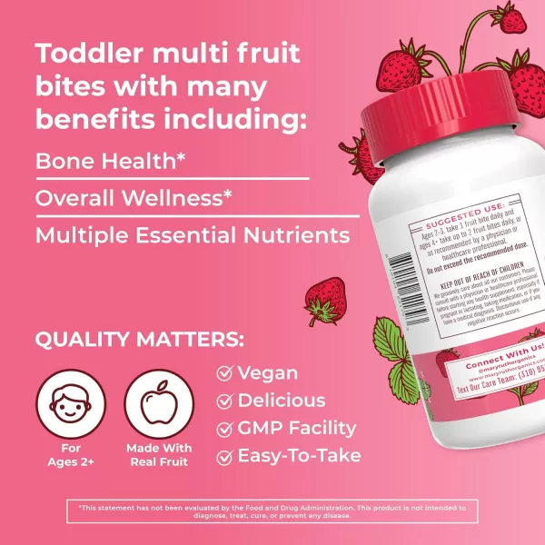 Kids Multivitamin Fruit Bites by MaryRuths  Toddler Multivitamin Ages 1 ampamp Up  Immune Support Supplement  Kids Vitamins Multivitamin  Kids Vitamin D  Vitamin C  Vegan  30 Servings