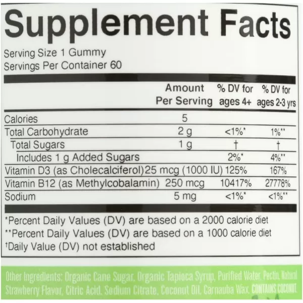 Mary Ruths Vitamin D3 ampamp B12 Gummies 60 CT