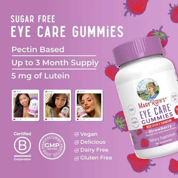 MaryRuth Organics Eye Care Gummies  Zeaxanthin and Lutein  45 Day Supply  Eye Care Gummy for Adults and Kids  Vegan  NonGMO  Gluten Free  90 Count