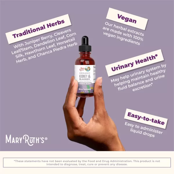 MaryRuth Organics Herbal Supplement Drops  Support Renal ampamp Urinary Systems  Juniper Berry  Cleavers  Dandelion  Hawthorn  Horsetail ampamp Chanca Piedra  Vegan  NonGMO  1 Fl OzUnflavored