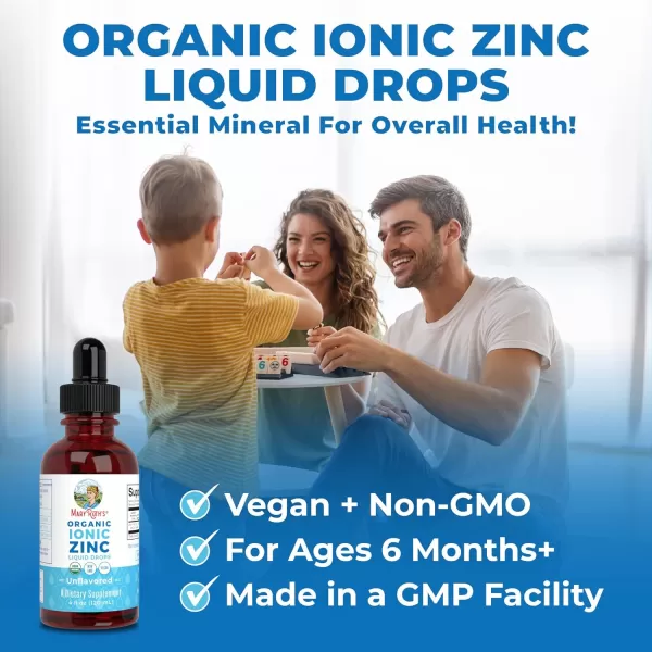 MaryRuth Organics Ionic Zinc Liquid Drops for Immune Support Unflavored 4oz120 ml 2 PackUnflavored