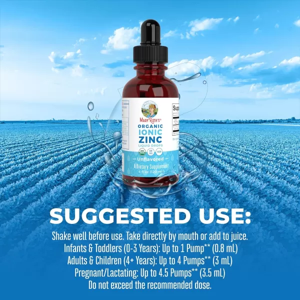 MaryRuth Organics Ionic Zinc Liquid Drops for Immune Support Unflavored 4oz120 ml 2 PackUnflavored