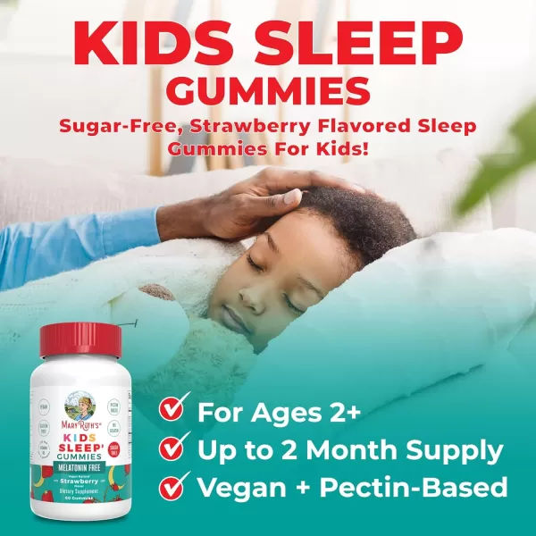 MaryRuth Organics Kids Sleep Gummies  Sugar Free  NO Melatonin Gummies with L Theanine Lemon Balm Chamomile Vitamin B6  Relaxation Support for Kids 2  Vegan  NonGMO  Gluten Free  60 Count