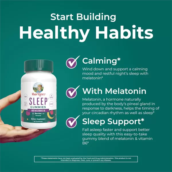 MaryRuth Organics Melatonin Gummies  Melatonin 5mg Sleep Gummies with Vitamin B6  Made with Organic Cane Sugar  Relaxation ampamp Sleep Support for Adults  Vegan  NonGMO  Gluten Free  60 Count