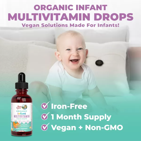 MaryRuth Organics Multivitamin ampamp Multimineral for Infants  USDA Organic  Sugar Free  Liquid Vitamins for Babies 612 Months  Immune Support ampamp Overall Wellness  Vegan  NonGMO  2 Fl Oz