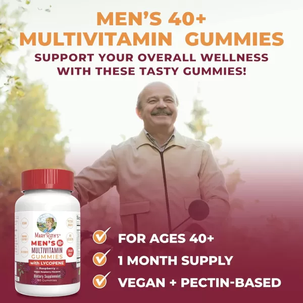 MaryRuth Organics Multivitamin for Men 40  Sugar Free  Vegan Mens Vitamins  Immune Support Daily Mens Multivitamin  Gummy Vitamins for Men  60 Count