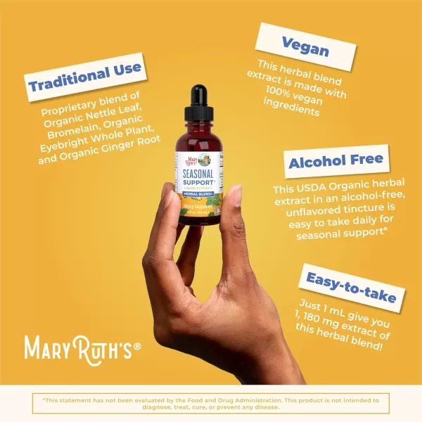 MaryRuth Organics Seasonal Support Liquid Extract Herbal Blend Ginger Root  Bromelain  Organic Nettle Leaf  4 Herbal Blend Traditional Herbs  NonGMO  Vegan  Gluten Free  1 Fl Oz