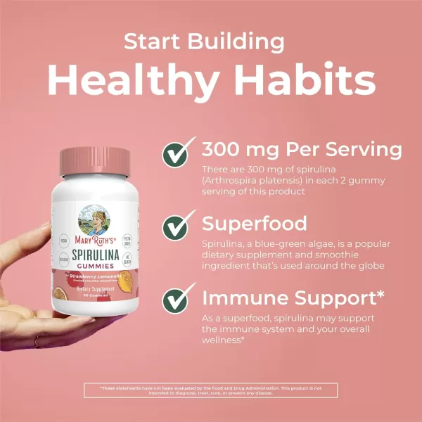 MaryRuth Organics Spirulina Gummies Made with Organic Spirulina  Superfood Gummies for Ages 14  Vegan  NonGMO  90 Count