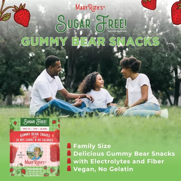 MaryRuth Organics Sugar Free Gummy Bears Snacks  Delicious Gummies Made with Organic Ingredients  Natural Papaya Fruit Flavor Gummy Candy  Vegan  Gluten Free  NonGMO  240g Family SizeStrawberry