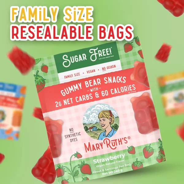 MaryRuth Organics Sugar Free Gummy Bears Snacks  Delicious Gummies Made with Organic Ingredients  Natural Papaya Fruit Flavor Gummy Candy  Vegan  Gluten Free  NonGMO  240g Family SizeStrawberry