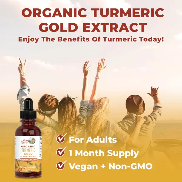 MaryRuth Organics USDA Organic Turmeric Gold Liquid Drops  Liquid Herbal Blend  Turmeric Curcumin Black Pepper Cassia Cinnamon Bark Ginger Root  Immune Support  NonGMO Vegan 1oz