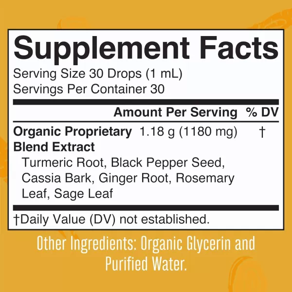 MaryRuth Organics USDA Organic Turmeric Gold Liquid Drops  Liquid Herbal Blend  Turmeric Curcumin Black Pepper Cassia Cinnamon Bark Ginger Root  Immune Support  NonGMO Vegan 1oz