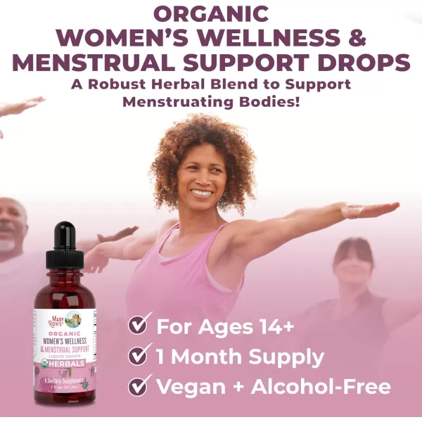 MaryRuth Organics USDA Organic Womens Wellness Liquid Herbal Supplements  Includes Stinging Nettle Raspberry Leaf Eleuthero Root Chaste Tree Berry  Menstrual Support  NonGMO VeganBerry