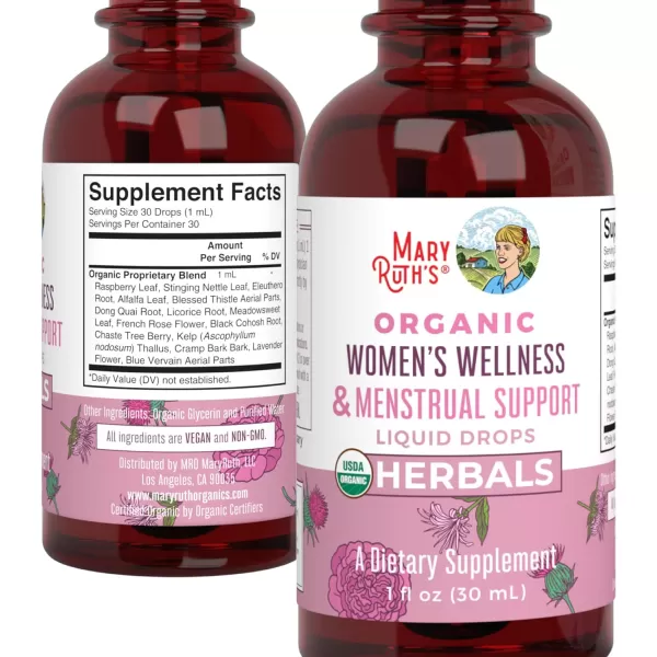 MaryRuth Organics USDA Organic Womens Wellness Liquid Herbal Supplements  Includes Stinging Nettle Raspberry Leaf Eleuthero Root Chaste Tree Berry  Menstrual Support  NonGMO VeganBerry