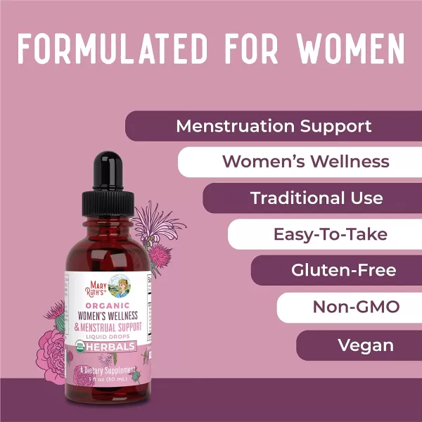 MaryRuth Organics USDA Organic Womens Wellness Liquid Herbal Supplements  Includes Stinging Nettle Raspberry Leaf Eleuthero Root Chaste Tree Berry  Menstrual Support  NonGMO VeganBerry