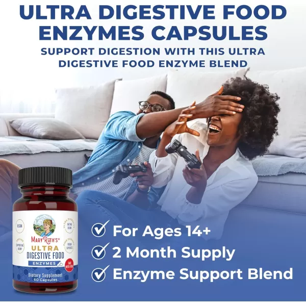 MaryRuth Organics Ultra Digestive Enzymes Capsules  Up to 2 Month Supply  Supplement for Gut Health Support  Digestion ampamp Immune Support with Amylase  Lipase ampamp Lactase  Vegan  60 CountUnflavored