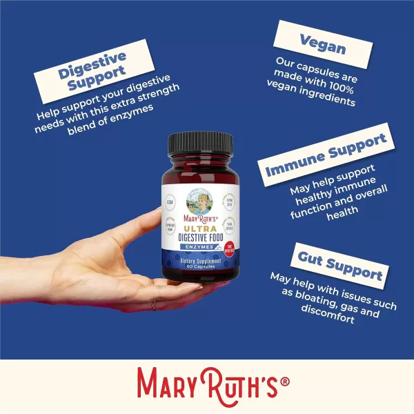 MaryRuth Organics Ultra Digestive Enzymes Capsules  Up to 2 Month Supply  Supplement for Gut Health Support  Digestion ampamp Immune Support with Amylase  Lipase ampamp Lactase  Vegan  60 CountUnflavored