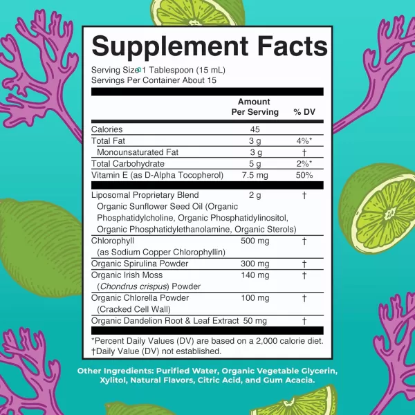 Sea Moss with Spirulina and Chlorella Liposomal by MaryRuths  Chlorophyll  Dandelion Root  Superfood  Ultra Absorption  Vegan  NonGMO  Gluten Free  76 fl oz  15 Servings