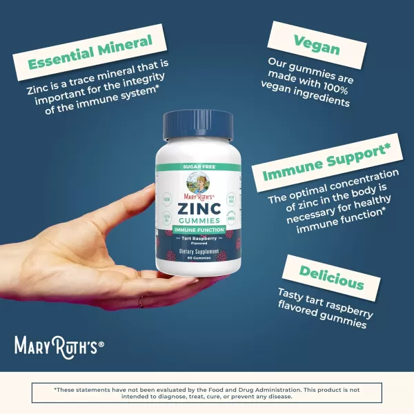 Zinc Gummies by MaryRuths  Zinc Supplements  Immune Support Supplement  Essential Mineral  Pectin Based  Overall Health ampamp Wellness  Ages 14 ampamp Up  Vegan  Non GMO  30 Servings