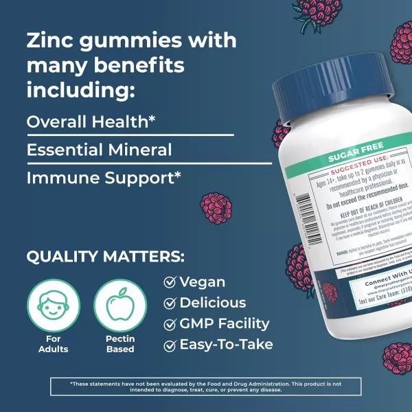 Zinc Gummies by MaryRuths  Zinc Supplements  Immune Support Supplement  Essential Mineral  Pectin Based  Overall Health ampamp Wellness  Ages 14 ampamp Up  Vegan  Non GMO  30 Servings