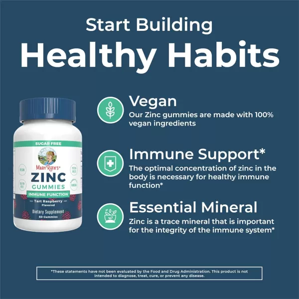 Zinc Gummies by MaryRuths  Zinc Supplements  Immune Support Supplement  Essential Mineral  Pectin Based  Overall Health ampamp Wellness  Ages 14 ampamp Up  Vegan  Non GMO  30 Servings