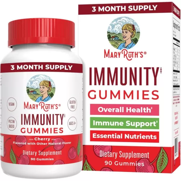 Mary Ruths 51 Immunity Gummies with Elderberry for Kids ampamp Adults  Cherry  Pectin Based  Vegan  90 CountCherry