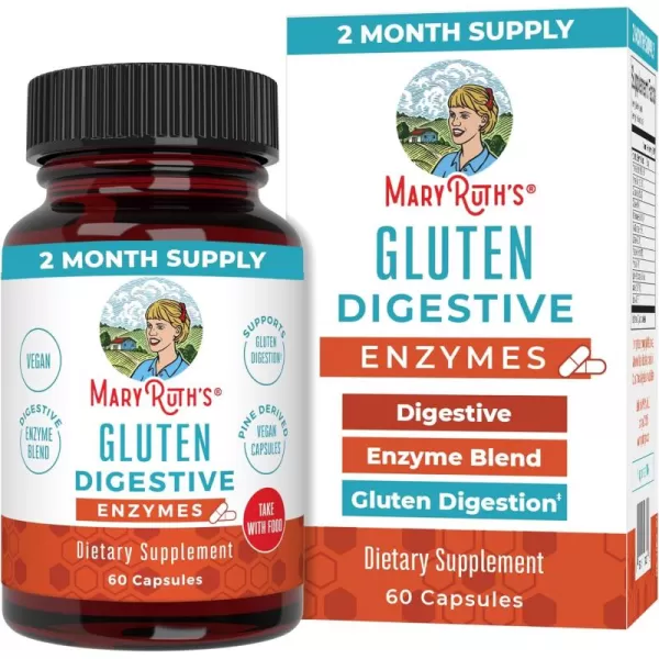 MaryRuth Organics Gluten Enzymes Capsules  Up to 2 Month Supply  Enzyme Supplement for Gut Health Support  Gluten Digestion  ampamp Nutrient Absorption  Vegan  Gluten Free  60 CountUnflavored