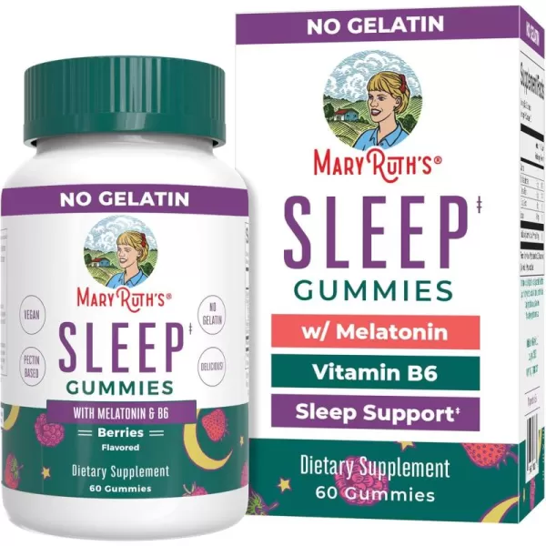 MaryRuth Organics Melatonin Gummies  Melatonin 5mg Sleep Gummies with Vitamin B6  Made with Organic Cane Sugar  Relaxation ampamp Sleep Support for Adults  Vegan  NonGMO  Gluten Free  60 Count