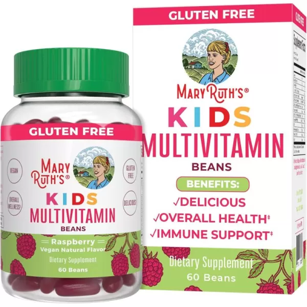 MaryRuth Organics Multivitamin Multimineral VitaBeans for Kids  Vegan Chewable Vitamins for Ages 4  Immune Support  Bone Health  Raspberry Flavor  60 Count