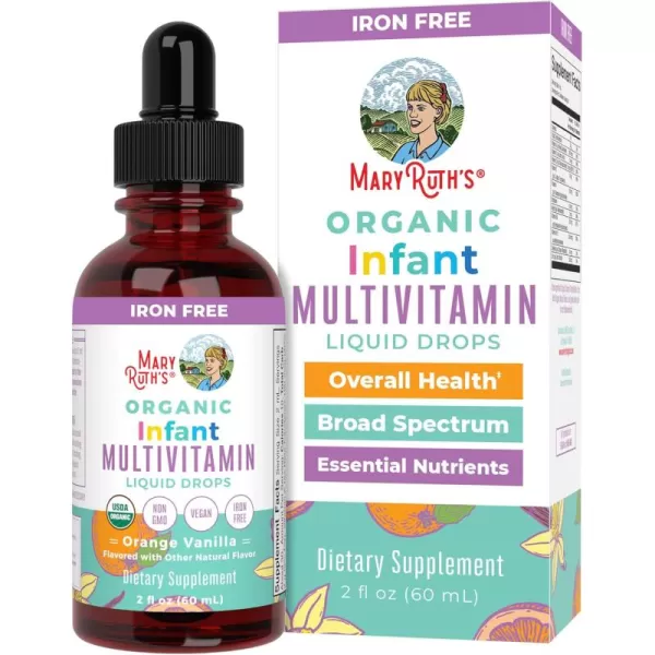 MaryRuth Organics Multivitamin ampamp Multimineral for Infants  USDA Organic  Sugar Free  Liquid Vitamins for Babies 612 Months  Immune Support ampamp Overall Wellness  Vegan  NonGMO  2 Fl Oz