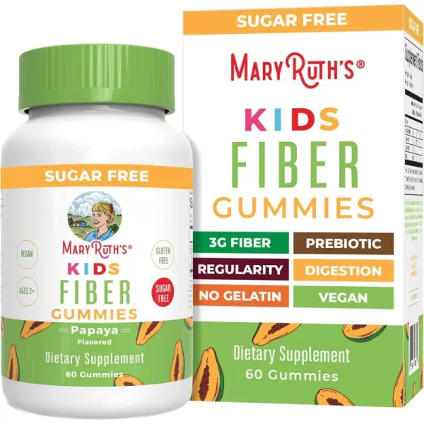 MaryRuth Organics Nutritional Supplement 2 Month Supply Sugar Free Prebiotic for Kids Ages 2 Gut Health and Digestion Support 3g Soluble Fiber Per Gummy 60 CountPapaya