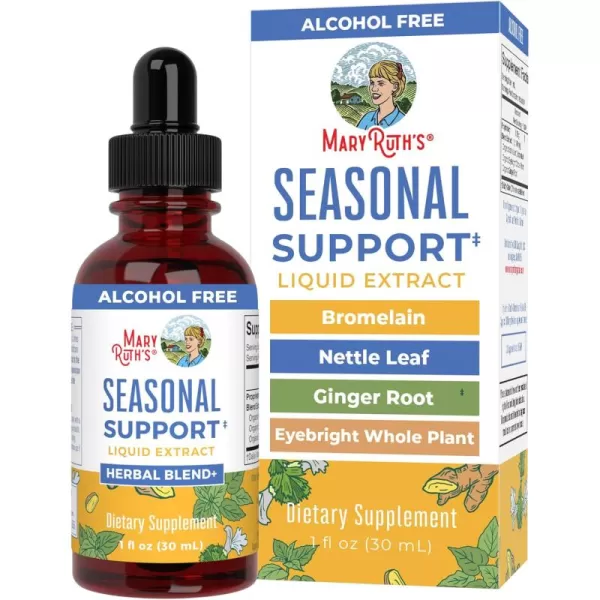 MaryRuth Organics Seasonal Support Liquid Extract Herbal Blend Ginger Root  Bromelain  Organic Nettle Leaf  4 Herbal Blend Traditional Herbs  NonGMO  Vegan  Gluten Free  1 Fl Oz