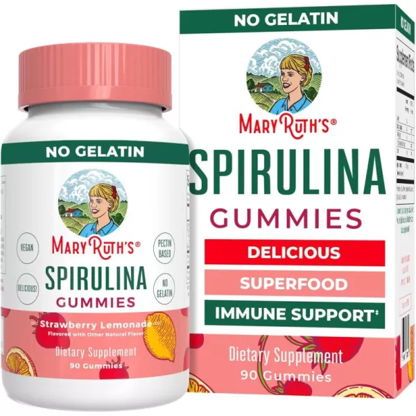 MaryRuth Organics Spirulina Gummies Made with Organic Spirulina  Superfood Gummies for Ages 14  Vegan  NonGMO  90 Count