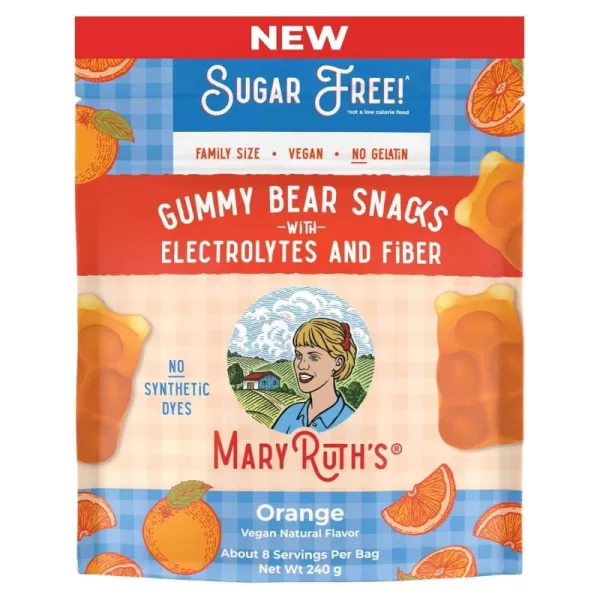 MaryRuth Organics Sugar Free Gummy Bears Snacks  Delicious Gummies Made with Organic Ingredients  Natural Papaya Fruit Flavor Gummy Candy  Vegan  Gluten Free  NonGMO  240g Family SizeOrange