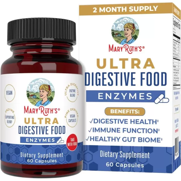 MaryRuth Organics Ultra Digestive Enzymes Capsules  Up to 2 Month Supply  Supplement for Gut Health Support  Digestion ampamp Immune Support with Amylase  Lipase ampamp Lactase  Vegan  60 CountUnflavored