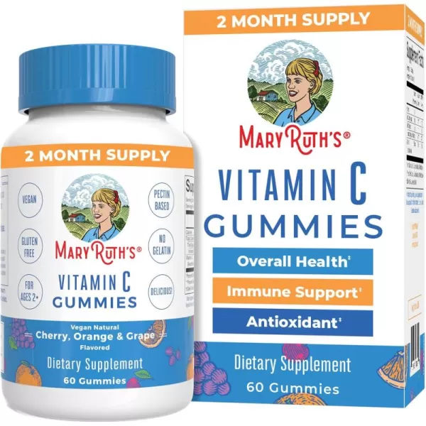 MaryRuth Organics Vegan Vitamin C Gummies  2 Month Supply  Immune Support Supplement  Adults ampamp Kids Vitamin C  Chewable Vitamin C Gummy Vitamins  Non GMO  Pectin Based  60 Count