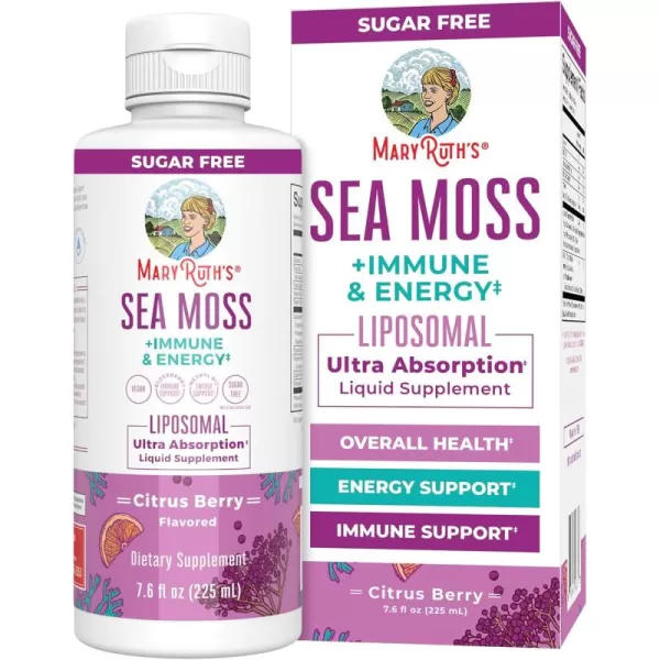 Sea Moss  Immune ampamp Energy Liposomal by MaryRuths  Irish Sea Moss  Vitamin B12  Vitamin E  Elderberry  Rose Hip Oil  Orange Oil  Immune Support Supplement  Vegan  Sugar Free  76 oz