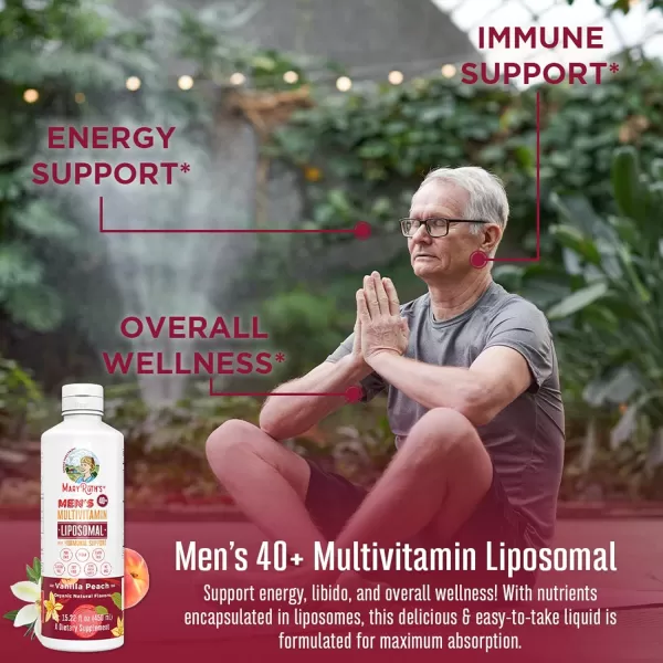 imageMaryRuth Organics Mens 40 Multivitamin Liposomal with Hormonal Support  Ultra Absorption  Immune Support  Reproductive Health  Energy Supplement for Men  Non GMO  Vegan  1522oz