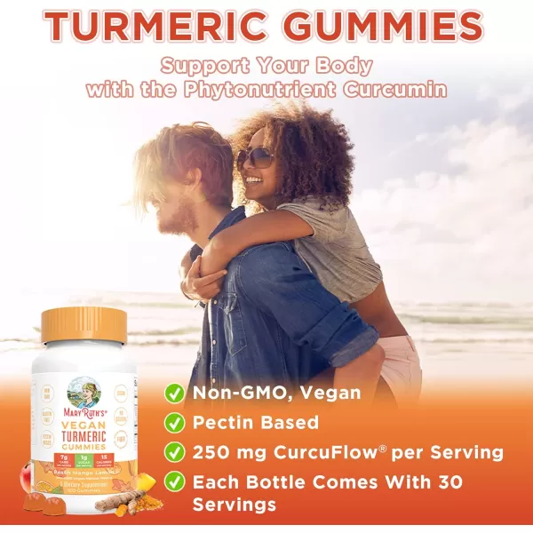 imageMaryRuth Organics Turmeric Gummies  Organic Turmeric Curcumin Extract  Chewable Turmeric Supplement  Vegan  NonGMO  Gluten Free  Peach  Mango ampamp Lemon Flavor  250 mg per Serving  120 Count