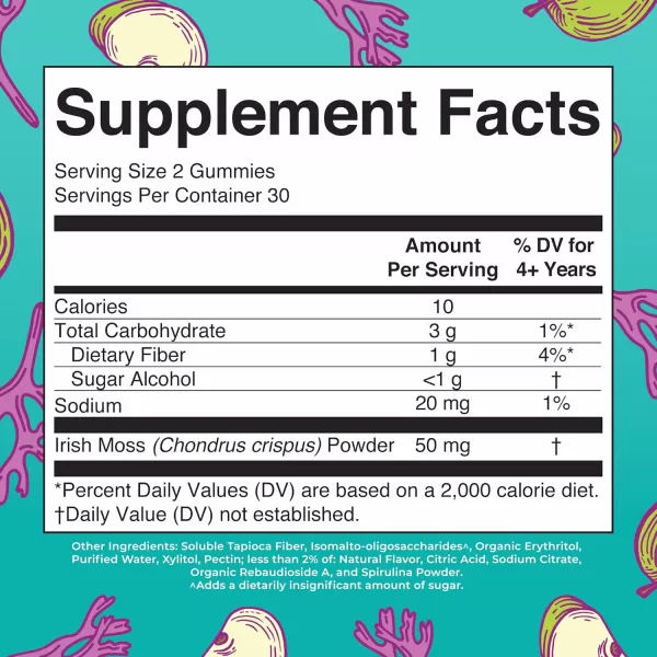 imageMaryRuths Sea Moss Gummies  Irish Moss  Chondrus crispus  Formulated for Adults ampamp Kids Ages 4  Delicious Green Apple Flavor  50 mg Per Serving  Sugar Free  Vegan  NonGMO  1 Fl OzGreen Apple