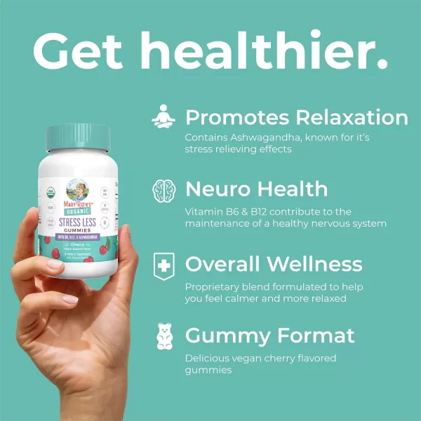 imageStress Relief Gummies  Made with Ashwagandha Vitamin B6 Vitamin B12  USDA Organic Ashwagandha Gummies  Natural Calm Relaxation Stress and Mood Support Supplement  Vegan  NonGMO  60 Count