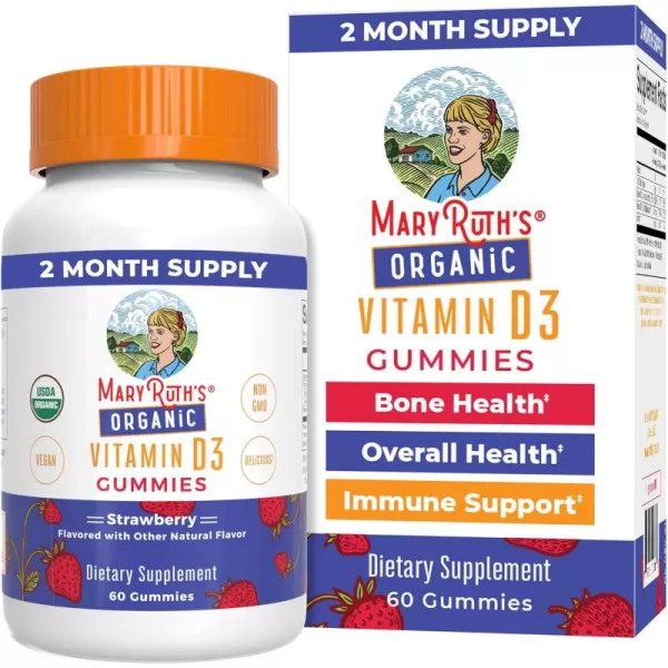 imageMaryRuth Organics Vitamin D3 Gummies  1000 IU  USDA Organic  Immune Support Bone Health  Muscle Function  for Adults ampamp Kids Ages 2  Vegan  Gluten Free  2 Month Supply  60 Count