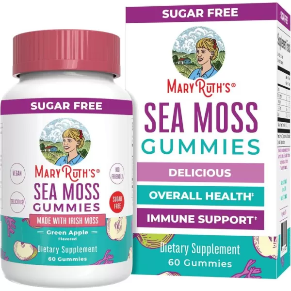 imageMaryRuths Sea Moss Gummies  Irish Moss  Chondrus crispus  Formulated for Adults ampamp Kids Ages 4  Delicious Green Apple Flavor  50 mg Per Serving  Sugar Free  Vegan  NonGMO  1 Fl OzGreen Apple